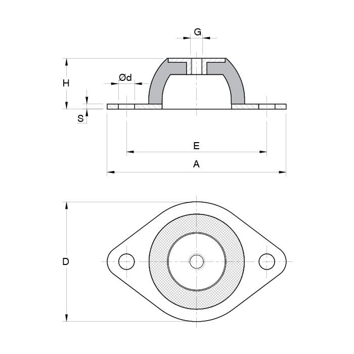 M10 Flange Dome Vibration Rubber Metal Mount