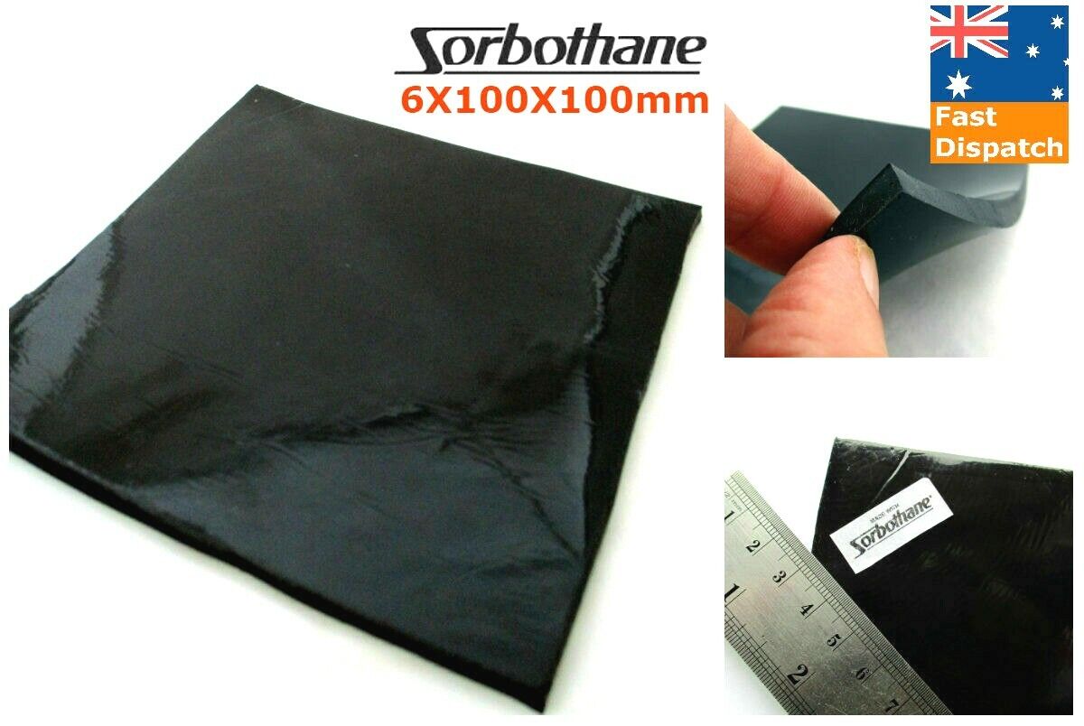 Sorbothane Vibration Isolation Sheet 100X100mm Pads 3, 6 or 10mm Thick