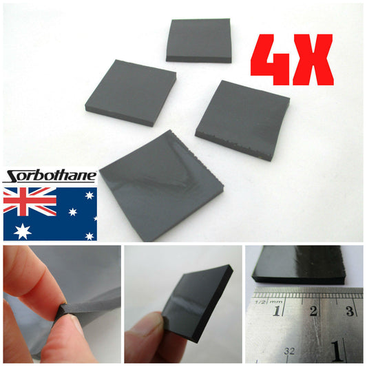 Sorbothane Vibration Isolation Pads 3x25x25mm or 6x25x25mm 4pc
